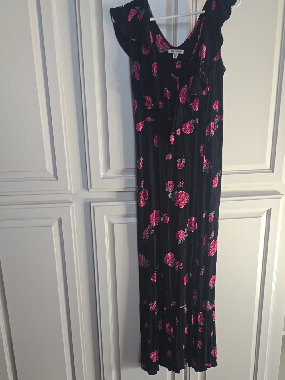 Billabong Black Dress with Pink Floral Accents